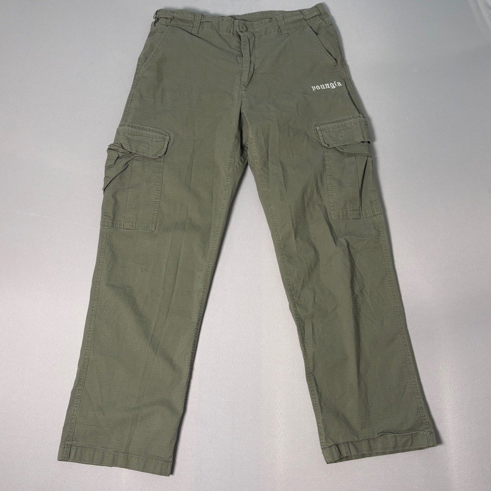 YoungLA 226 Cargo Pants Mens Large Olive Green Ripstop Tactical Trousers YLA2568